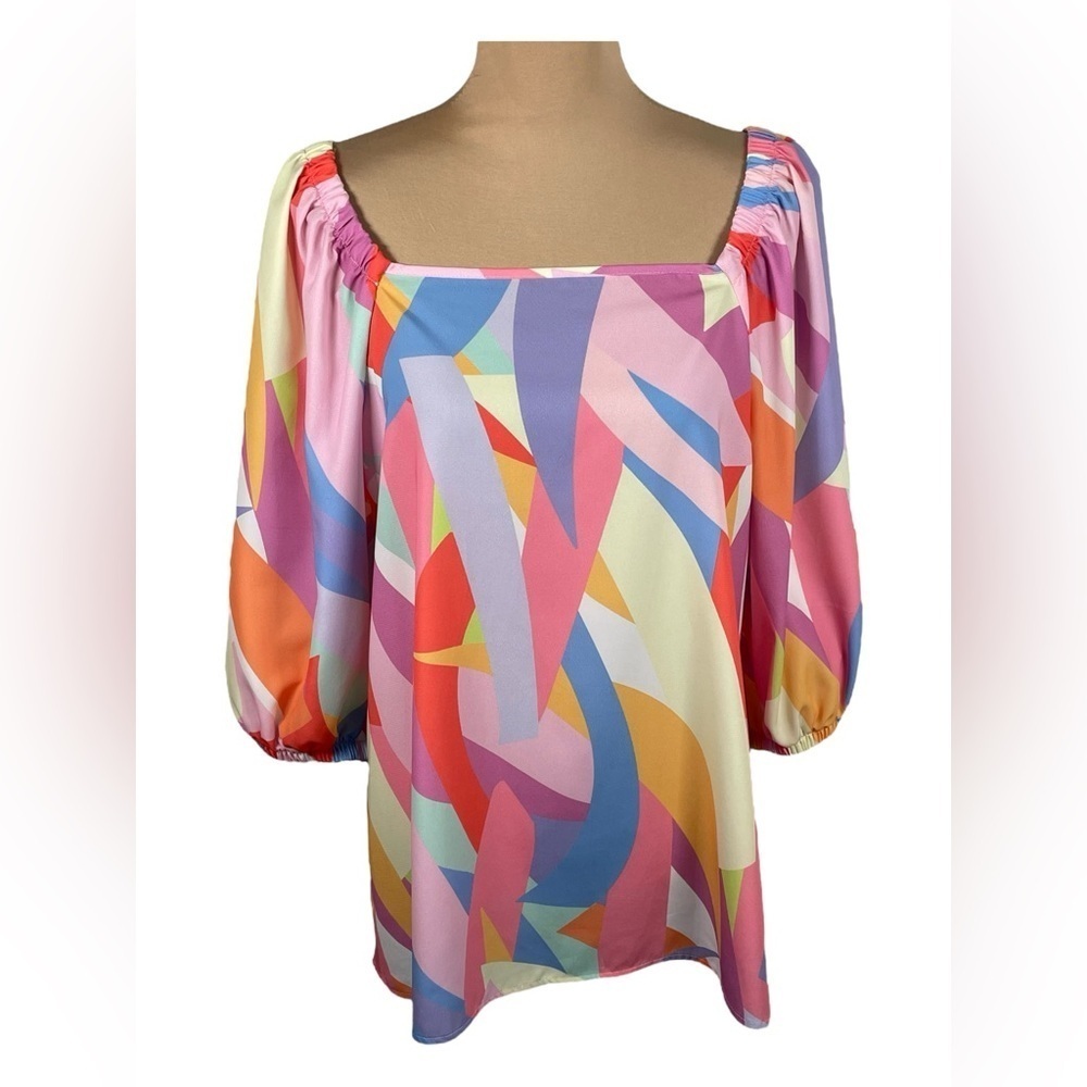 Carole Christian ~Colorful‎ Geometric Color Block Dress/Top Small